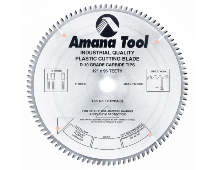 Amana Tool Carbide Tipped Non Melt Plastic 12in 96T