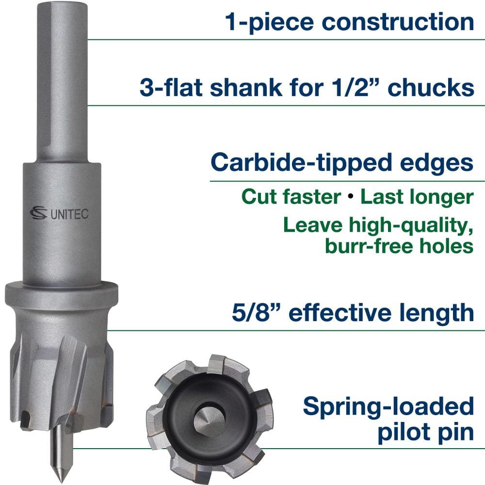 CS Unitec 13/16 Inch Extra HD Carbide-Tipped Hole Saw Cutter with Pilot Pin, large image number 3