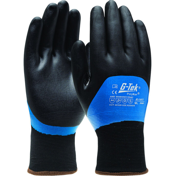 Protective Industrial Products PolyKor Insulated Coated Gloves with Acrylic Liner Black and Blue Large 12 Pairs