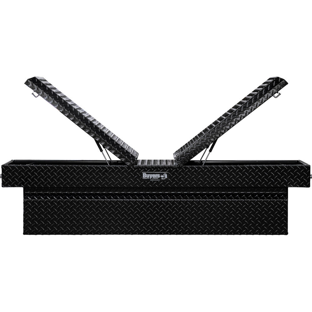 Buyers Products Company 23x27x71 Inch Gloss Black Diamond Tread Aluminum Gull Wing Truck Box, large image number 3