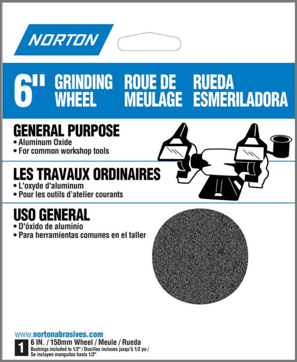 Norton 6 x 3/4 x 1 In. Gemini A/O Bench/Pedestal Whl Type 01 Straight Medium 60/80 Grit, large image number 3