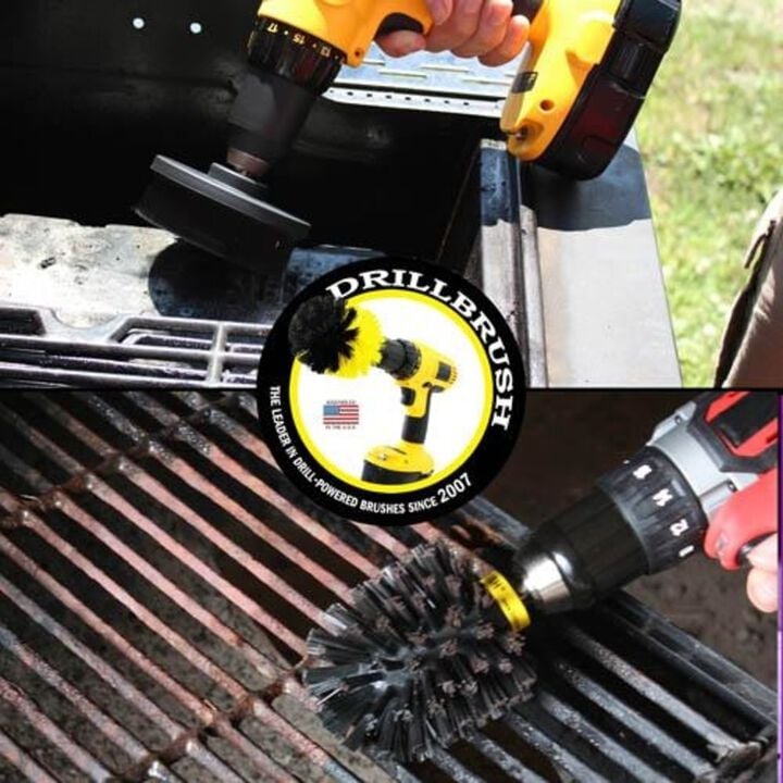 Drill Brush Grill & Heavy Duty Cleaning Kit Ultra Stiff Nylon Bristles 2pc, large image number 4