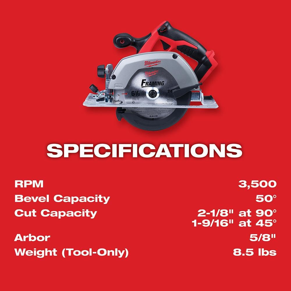 Milwaukee M18 6-1/2-Inch Circular Saw (Bare Tool) Reconditioned, large image number 3