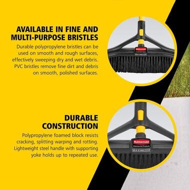 Rubbermaid 36in Black Polypropylene Medium Push Broom with Steel Handle, large image number 4