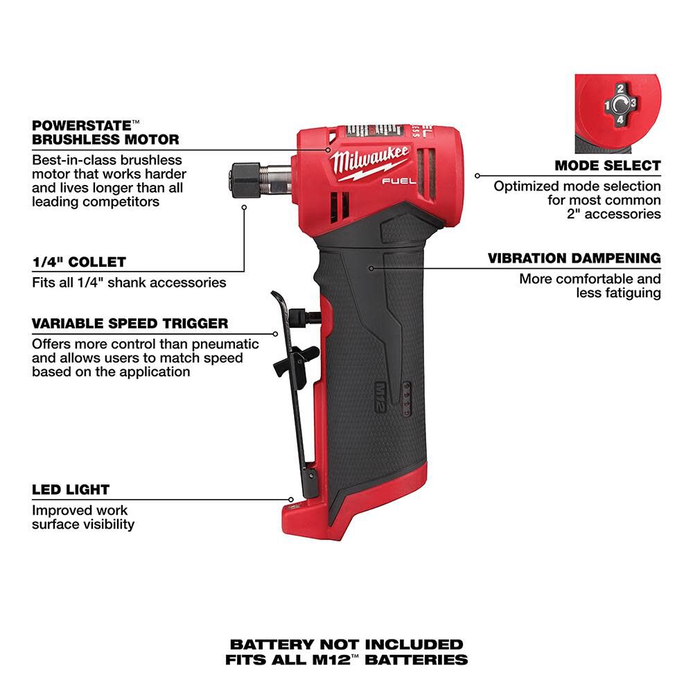 Milwaukee M12 FUEL Right Angle Die Grinder Bare Tool 2485 20 Acme Tools