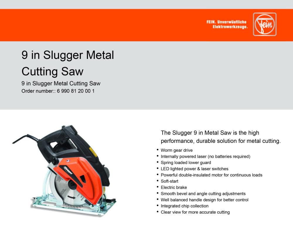 Slugger by FEIN 9 In. Metal Saw 