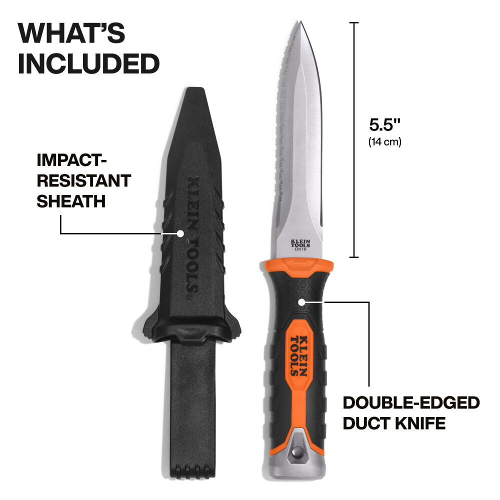 Klein Tools Double-Edged Duct Knife, 5-1/2-Inch, large image number 2