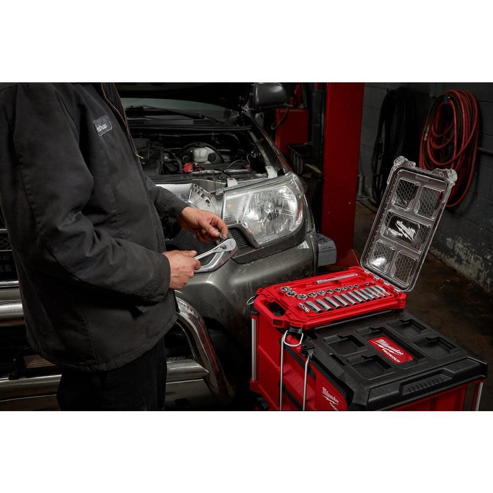 Milwaukee 3/8in 28 Pc Ratchet & Socket Set with PACKOUT Organizer, large image number 7
