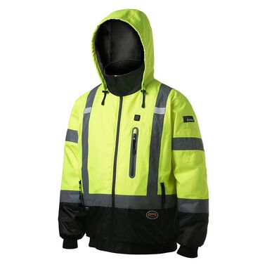 Pioneer Heated Safety Bomber Jacket with Detachable Hood Waterproof, 300D Nano Tech, swatch
