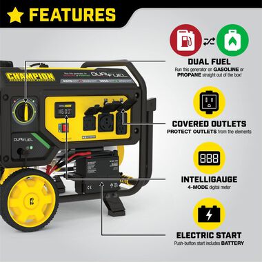 Champion Power Equipment Generator Dual Fuel Portable with Electric Start 3500 Watt, large image number 4