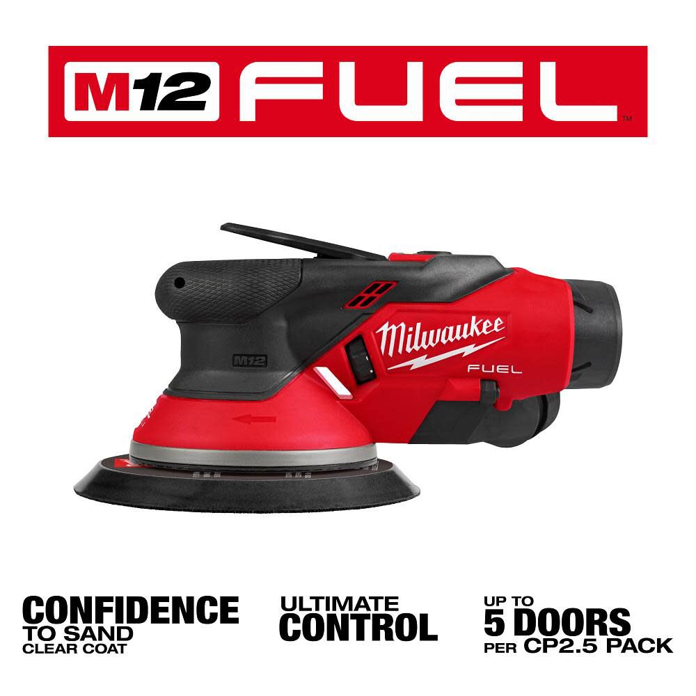 Milwaukee M12 FUEL 6 Inch Random Orbital Sander Kit 3 32 Inch 2584 22CX Acme Tools