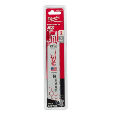 Milwaukee 6 in. 10 TPI THE TORCH SAWZALL Blades 5PK, large image number 10