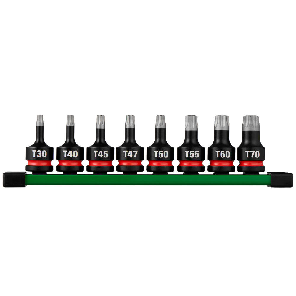 Milwaukee SHOCKWAVE Impact Duty 1/2 Inch Drive 2 Inch Torx Bit Socket Set 8 Pieces - 49-66-7263