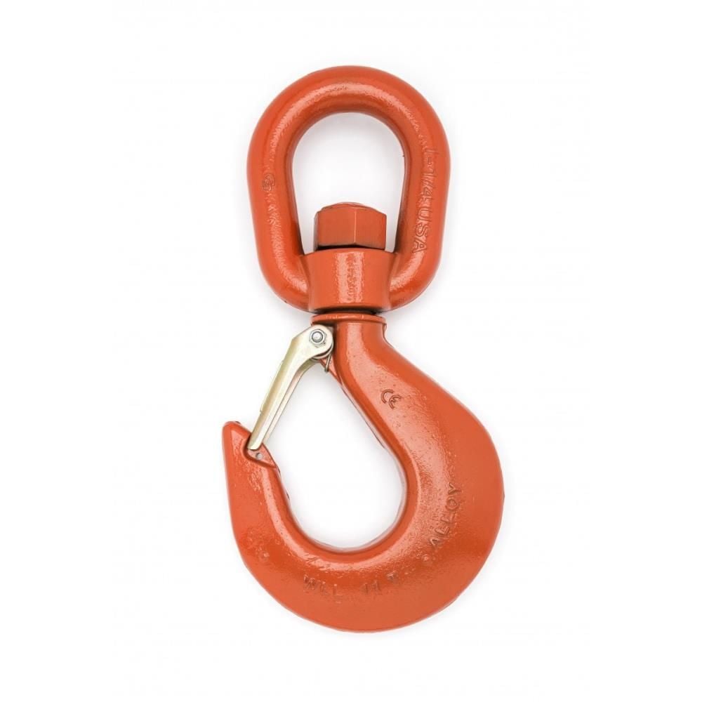 Campbell #7 Alloy Latched Swivel Hoist Hook 5 Ton PL Forged Alloy Painted Orange, large image number 1