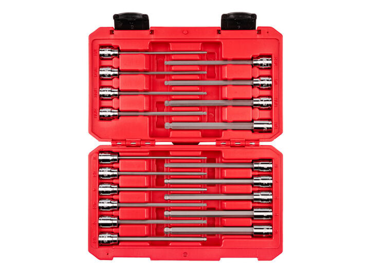 Tekton 3/8 Inch Long Ball End Hex Bit Socket Set 19 Piece Inch/mm