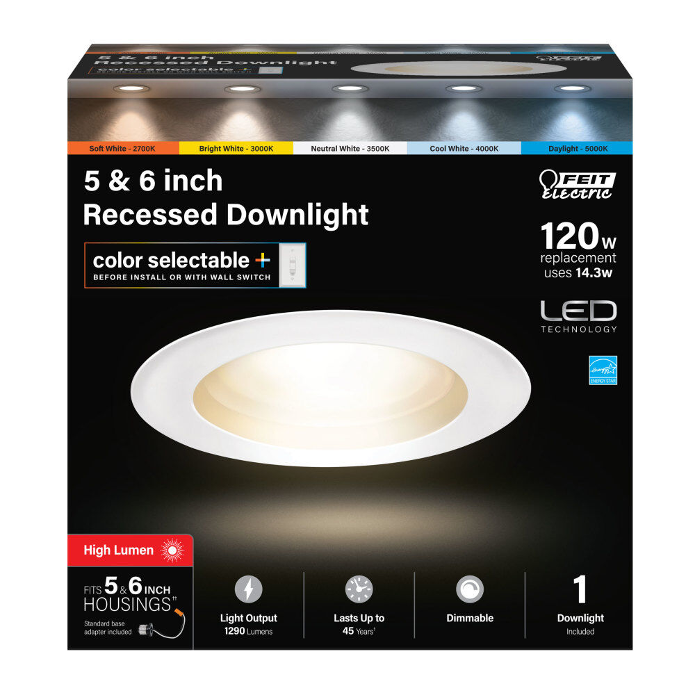 Feit Electric 5-6in 14.3W 1290 Lumens LED Recessed Downlight, large image number 2