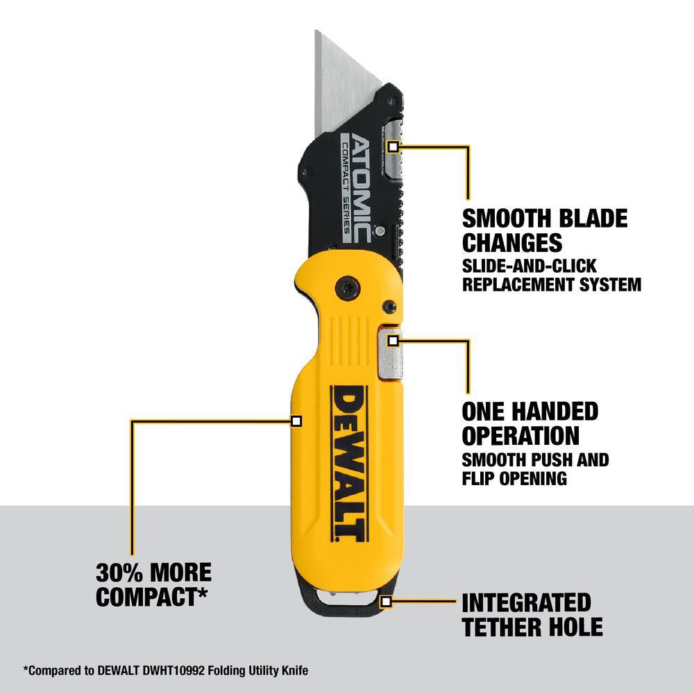 DEWALT ATOMIC COMPACT SERIES Push and Flip Folding Utility Knife, large image number 2