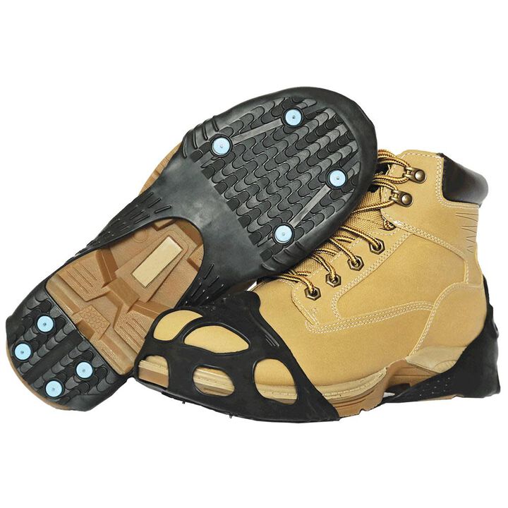 Due North All Purpose Industrial Footwear Traction Aid with 8 Ice Diamond Tungsten Carbide Spikes Pulse Grip Tread Pattern Rubber Black Unisex Small