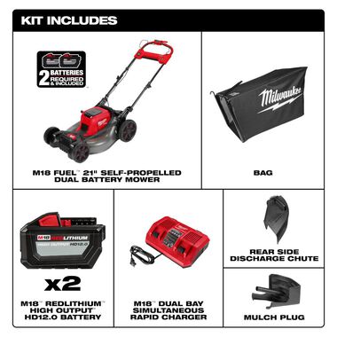 Milwaukee M18 FUEL 21inch Self-Propelled Dual Battery Mower Kit, large image number 2