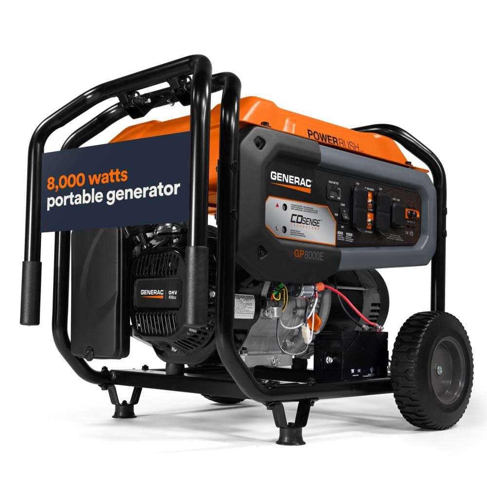Generac GP Series 10, 000 Watt Gas Powered 49-State Portable Generator with COsense Technology – 7715
