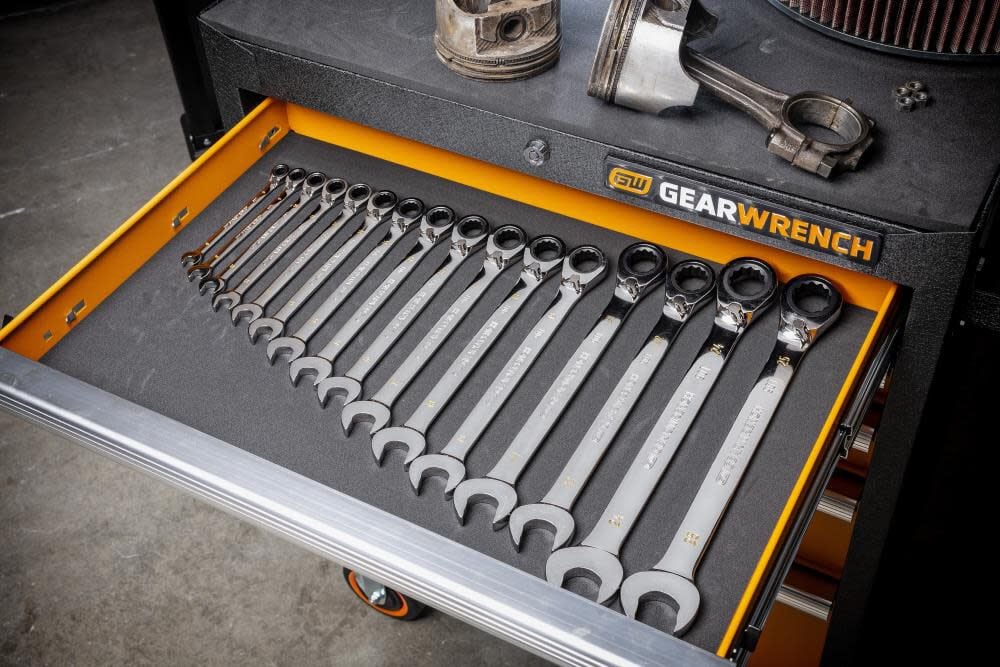 GEARWRENCH Ratcheting Wrench Set 90 Tooth 12 Point Metric Reversible 16pc, large image number 7