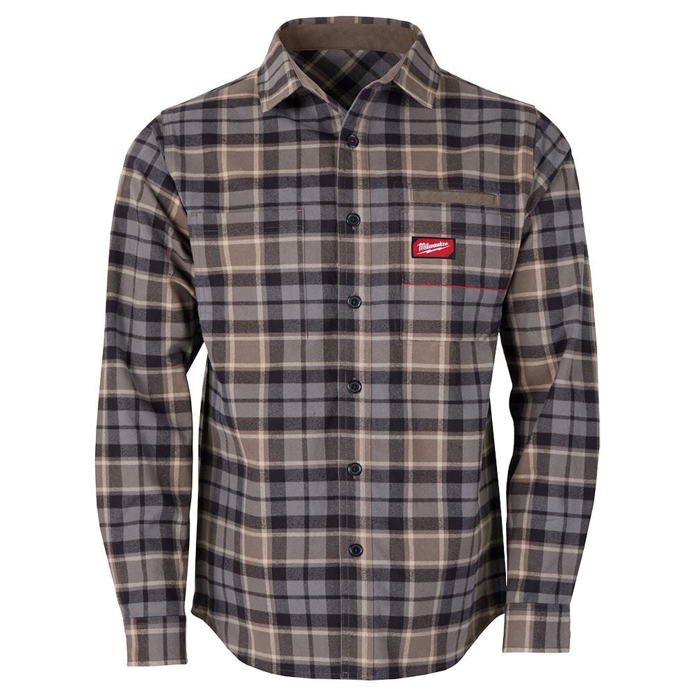 Milwaukee GRIDIRON Flannel Shirt – Gray Size XL – M551G-XL
