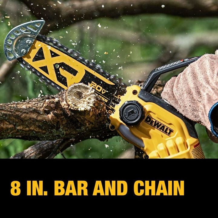 DEWALT 20V MAX* 8 Inch Brushless Pruning Chainsaw (Bare Tool) Quart Bar & Chain Oil and Replacement Chain, large image number 3
