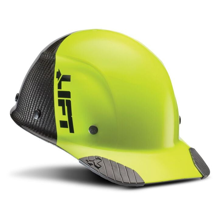 Lift Safety Hard Hat DAX FIFTY50 Yellow and Black Carbon Fiber Cap, large image number 1