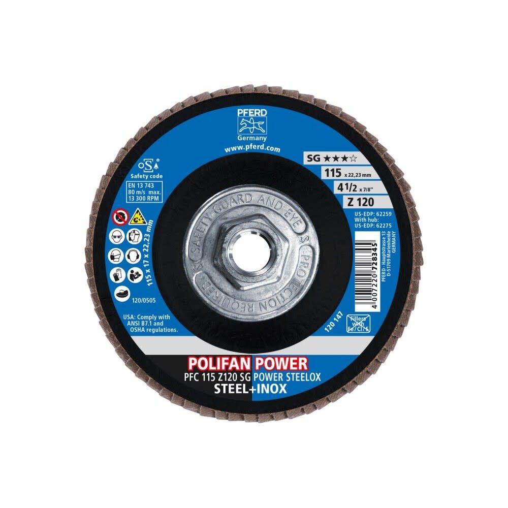 Pferd 4-1/2 Inch x 5/8-11 Inch, Z SG POWER STEELOX, 120 Grit, T29, Threaded Flap Disc Bundle, 10 Pieces, large image number 3