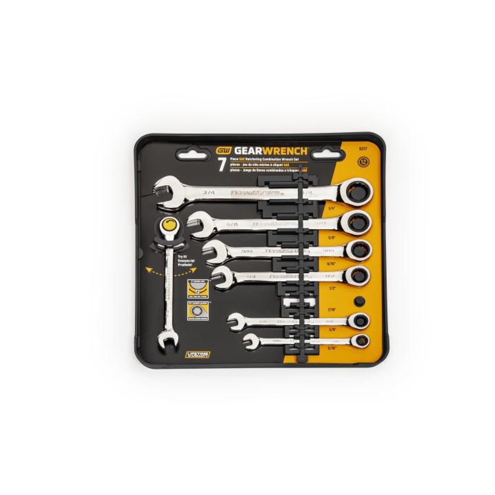 GEARWRENCH Ratcheting Wrench Set 7 pc. SAE Combination, large image number 2