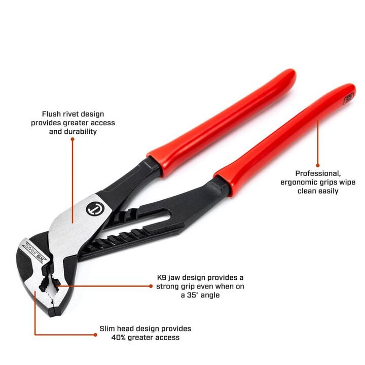 Crescent 10in Z2 V-Jaw K9 Tongue & Groove Dipped Pliers, large image number 3