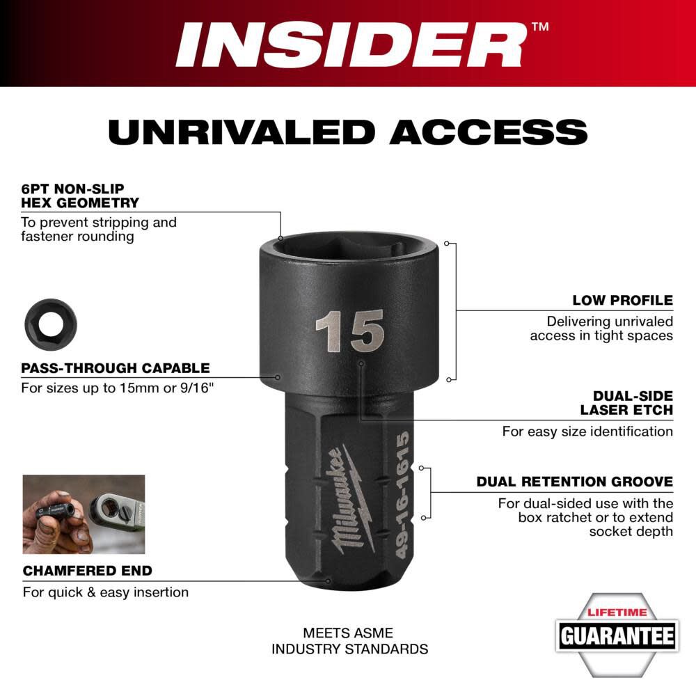 Milwaukee INSIDER Box Ratchet Socket 6 Point 9/16 in, large image number 3