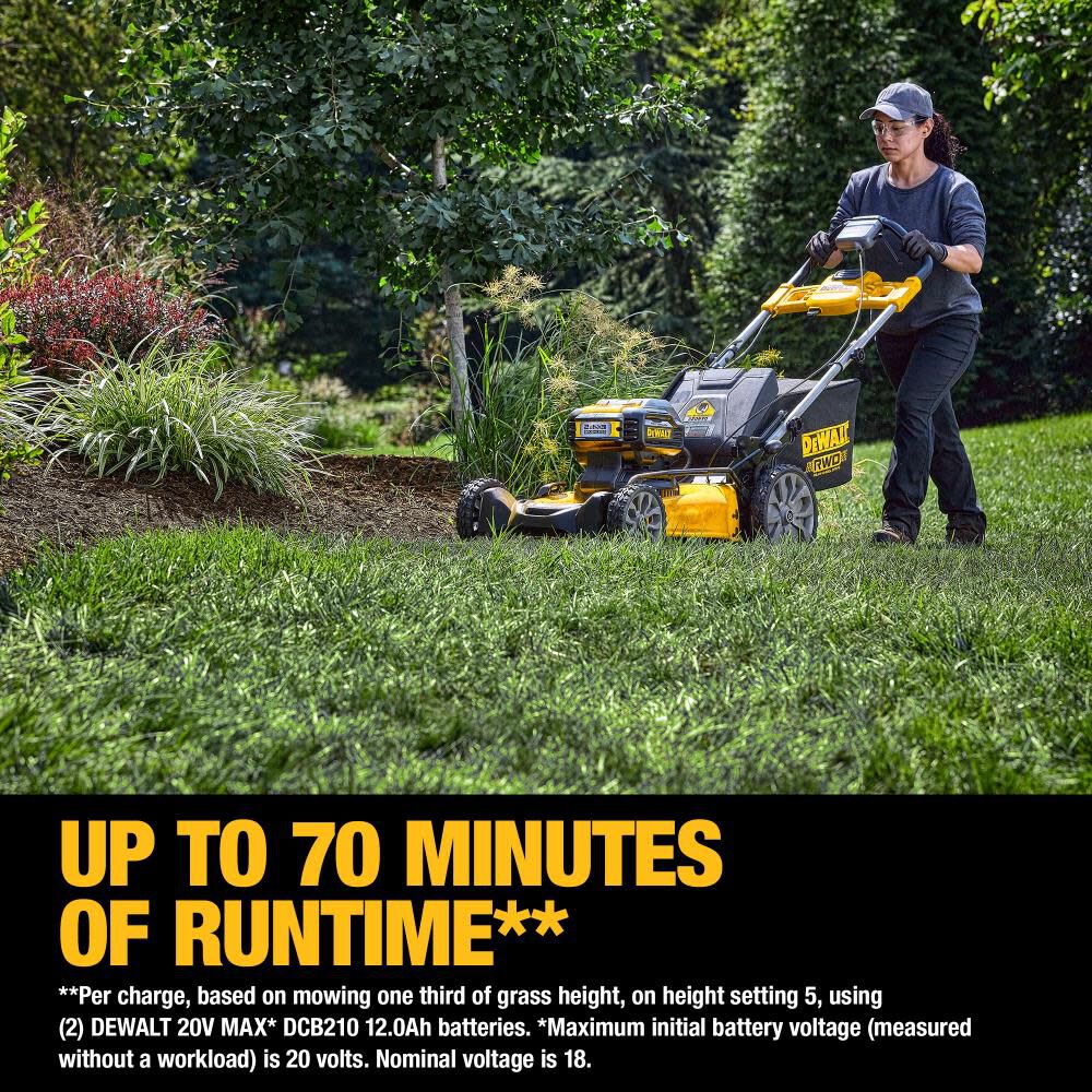 DEWALT 2X20V MAX Lawn Mower Kit Brushless Cordless 21 1 2in Rear