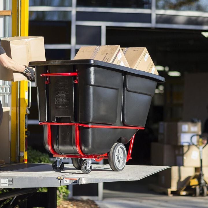 Rubbermaid BRUTE 1 Cu-Yd Plastic Black Heavy-Duty Tilt Truck, large image number 1