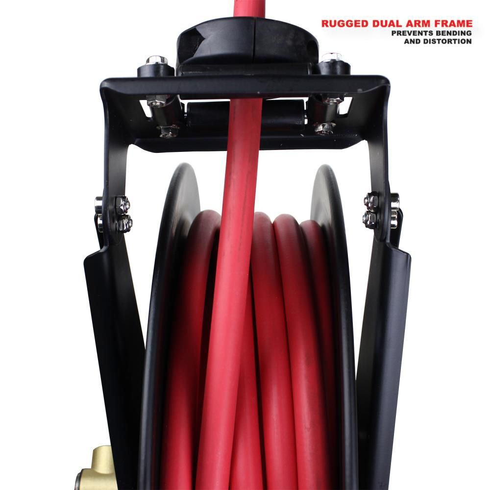 Milton 2760-50D - Steel Dual Arm Auto-Retractable Air Hose Reel 3/8in x 50 ft. Rubber Hose - 300 Max PSI, large image number 5