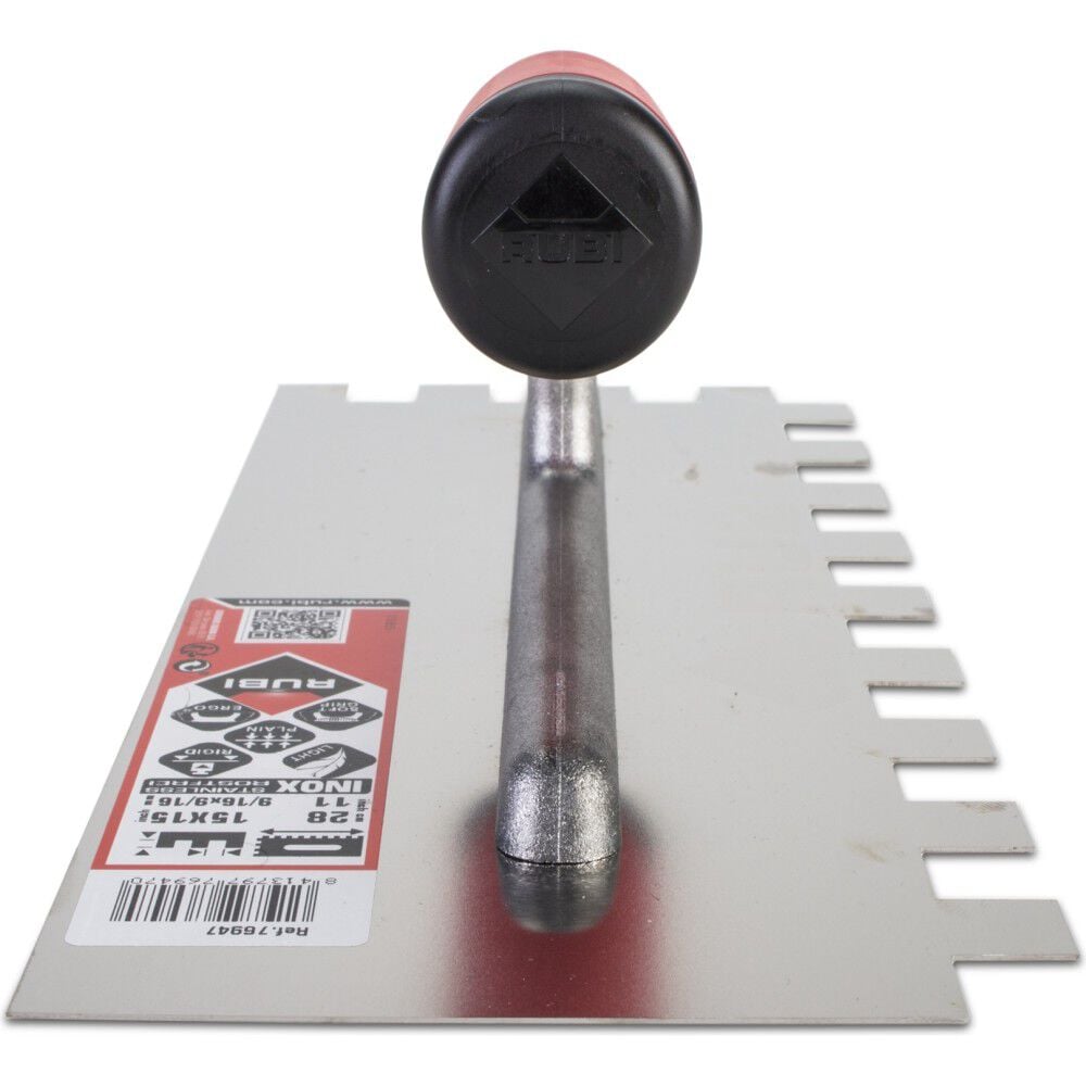 Rubi Tools 3/8 Inch x 11 Inch Steel Notched Trowel, large image number 2