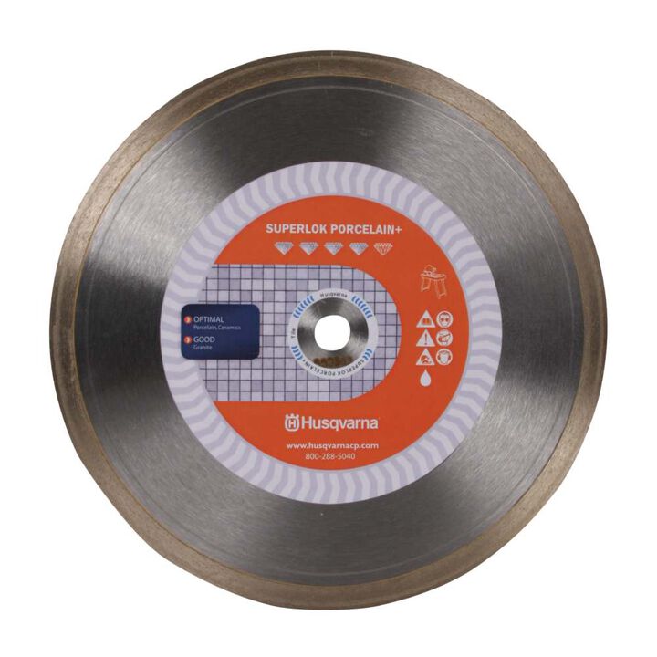 Husqvarna Construction Superlok Porcelain+ 6 Inch Continuous Diamond Blade for Porcelain Tile and Granite, large image number 1