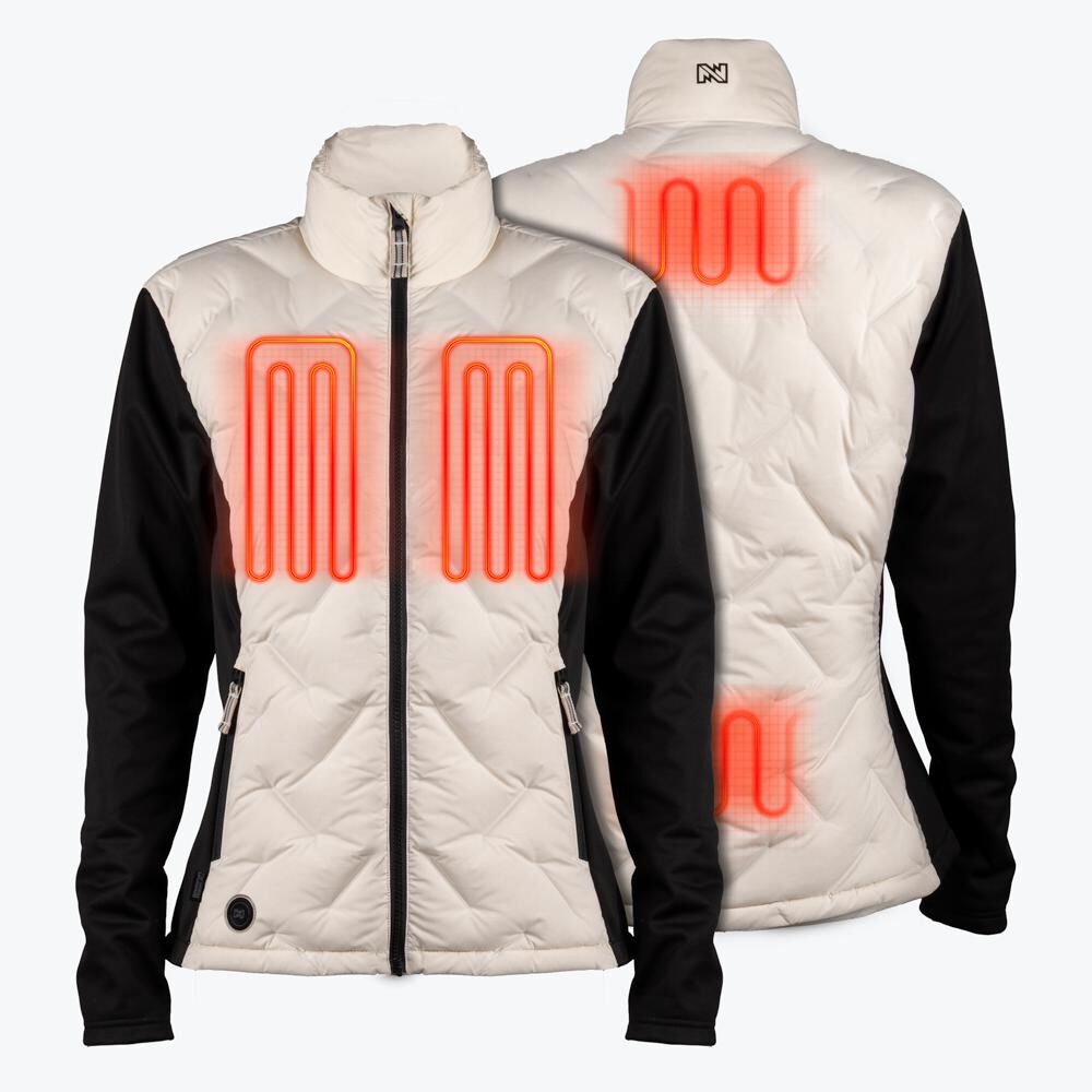 Mobile Warming Womens Aria Hybrid Black and Cream Heated Jacket Kit 2X, large image number 2