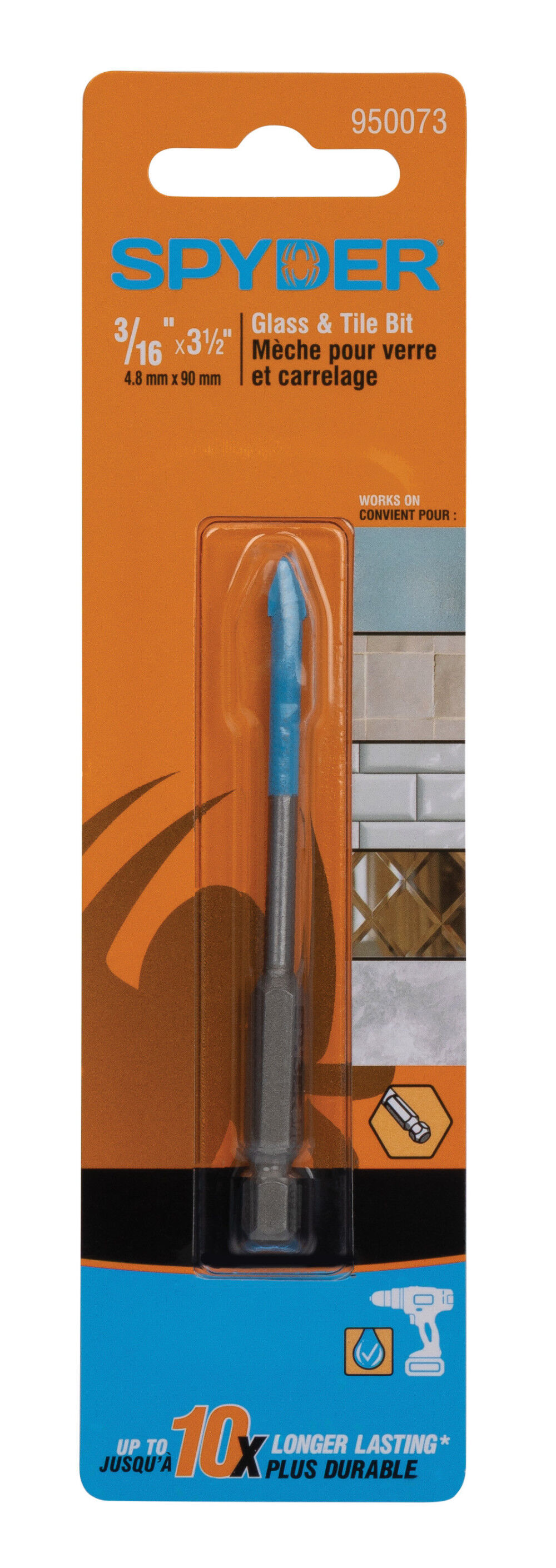 Spyder 3/16 Inch x 3.5 Inch Tile & Glass Drill Bit, Carbide-Tipped, large image number 9