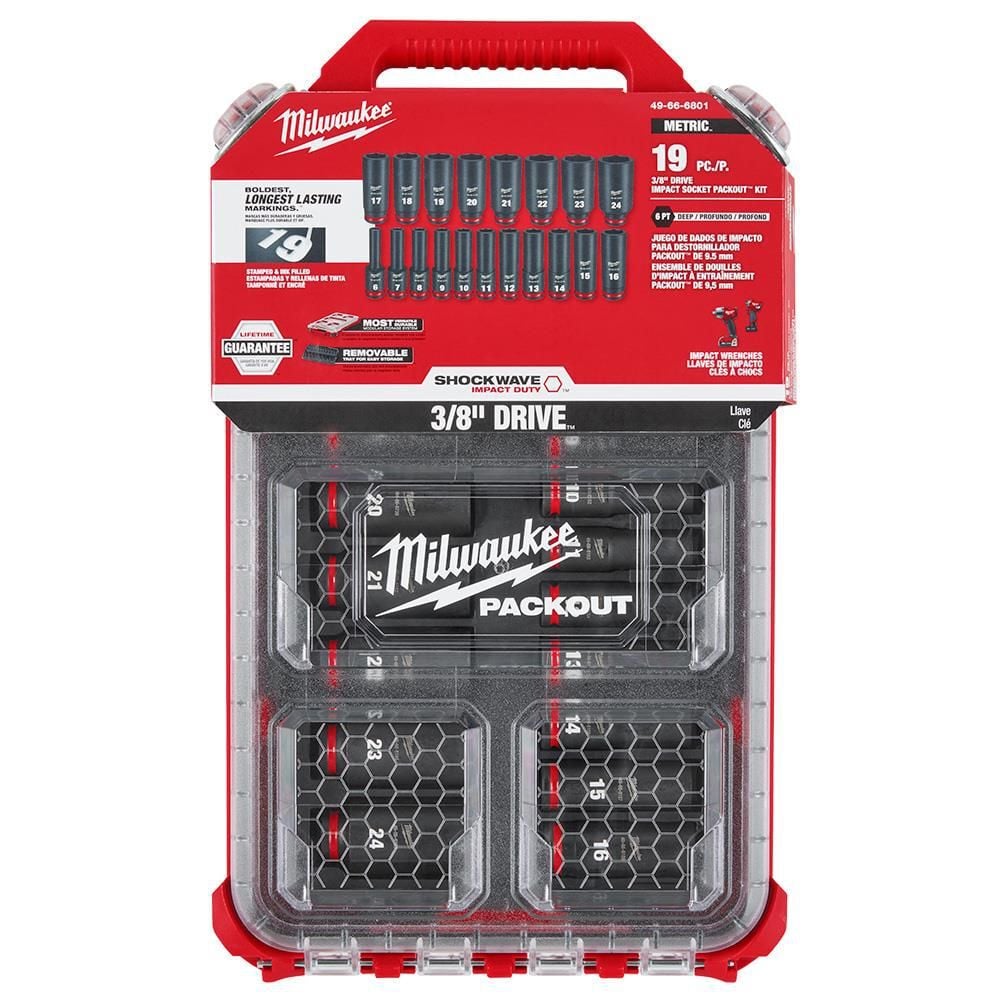 Milwaukee SHOCKWAVE Impact Duty Socket 3/8 Dr 19pc MM PACKOUT Set, large image number 10