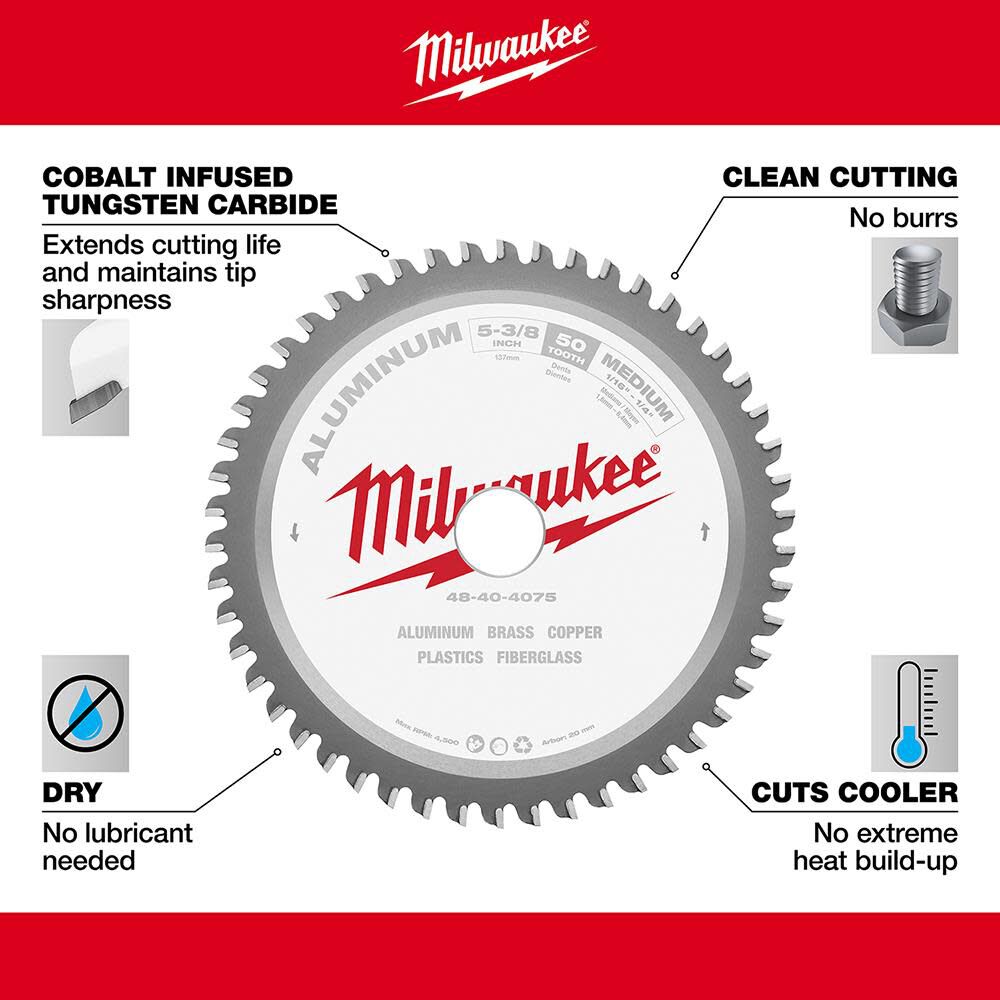 Milwaukee Non Ferrous Metal Circular Saw Blade 48 40 4075m910 - Image 4