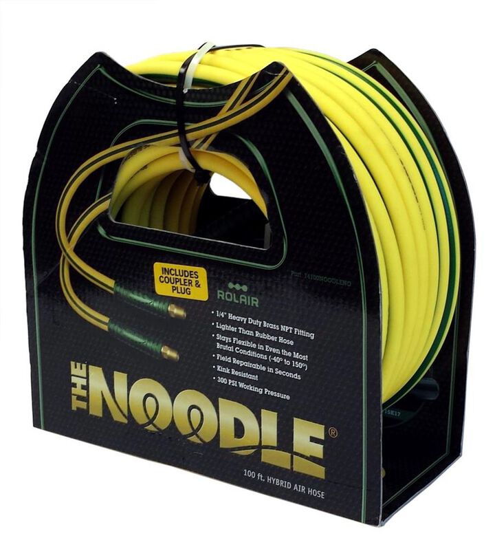Rolair 3/8 In. x 100 Ft. Noodle Air Compressor Hose (incl. 1/4in coupler/plug), large image number 1