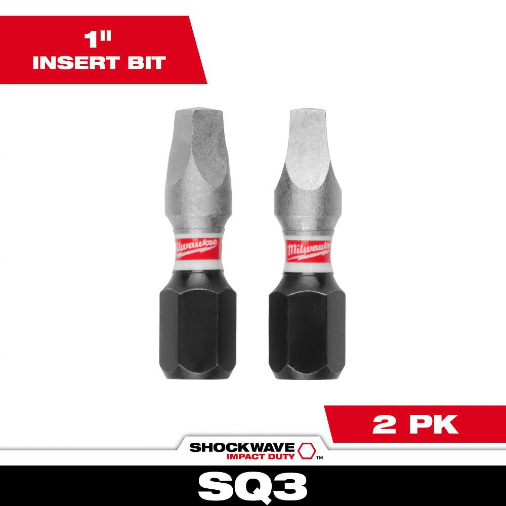 Milwaukee SHOCKWAVE Impact Square Recess #3 Insert Bits, large image number 1