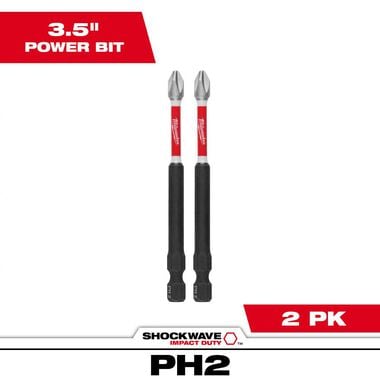 Milwaukee SHOCKWAVE Impact Bit 3 1/2inch PH2 2pk
