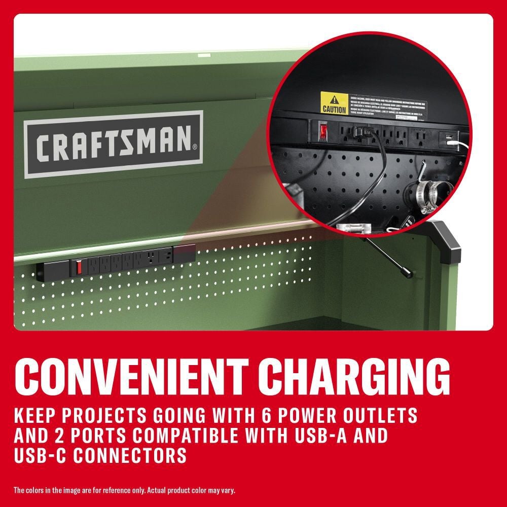 CRAFTSMAN S2000 52 Inch 8-Drawer Open Till Tool Chest Army Green, large image number 6