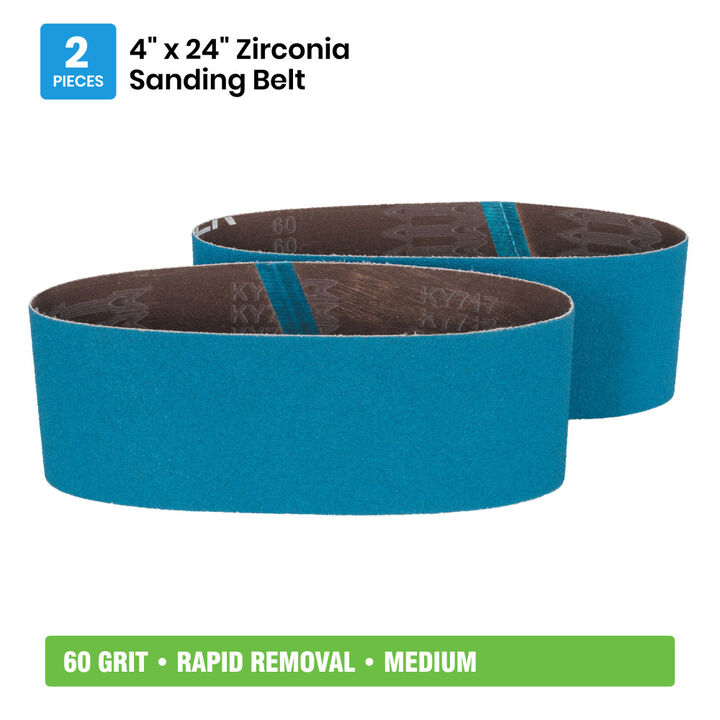 Spyder 4 x 24 Inch Sanding Belt, 60 Grit Zirconia, Metal, Wood, 2 Pieces, large image number 6