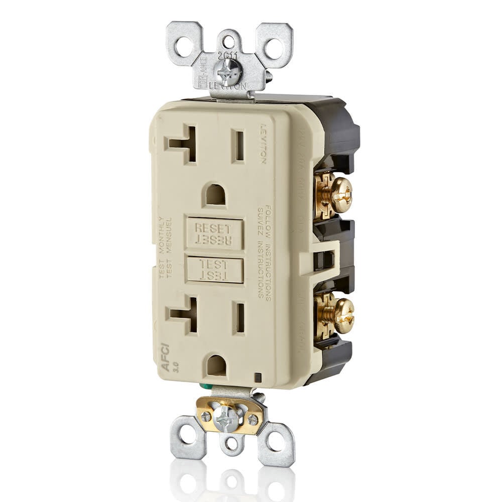 Leviton SmartlockPro AFCI Outlet 20A 125V Duplex Light Almond, large image number 4