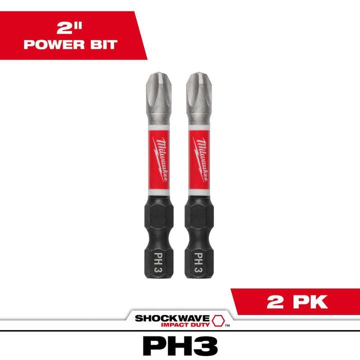 Milwaukee SHOCKWAVE Impact Bit 2inch PH3 2pk