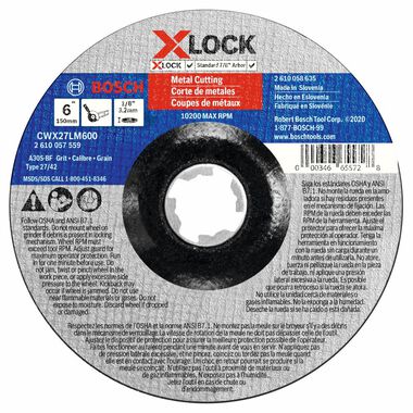Bosch X LOCK Arbor Type 27A (ISO 42) 30 Grit Metal Cutting and Grinding Abrasive Wheel 5in x 1/8in