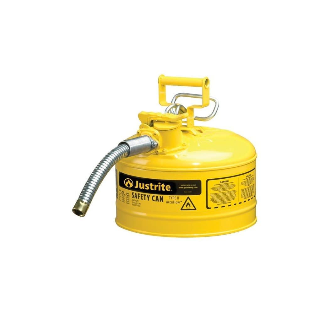 Justrite 2.5 Gal Steel Safety Yellow Diesel Fuel Can Type II, large image number 2